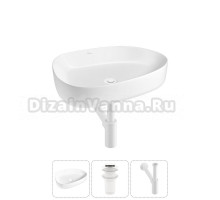 Накладная раковина для ванной комнаты Wellsee Belle Spa 3.0 20212724R в наборе 3 в 1: раковина белый глянец, донный клапан, сифон (цвет набора матовый белый)