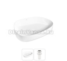 Накладная раковина для ванной комнаты Wellsee Belle Spa 3.0 20212720R в наборе 2 в 1: раковина белый глянец, донный клапан в цвете матовый белый