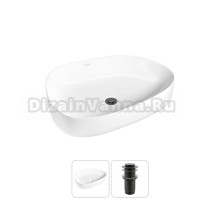 Накладная раковина для ванной комнаты Wellsee Belle Spa 3.0 20212718R в наборе 2 в 1: раковина белый глянец, донный клапан в цвете матовый черный