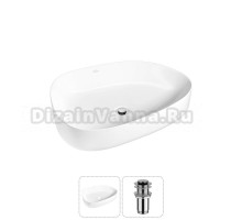 Накладная раковина для ванной комнаты Wellsee Belle Spa 3.0 20212717R в наборе 2 в 1: раковина белый глянец, донный клапан в цвете хром