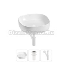 Накладная раковина для ванной комнаты Wellsee Belle Spa 3.0 20212696R в наборе 3 в 1: раковина белый глянец, донный клапан, сифон (цвет набора матовый белый)