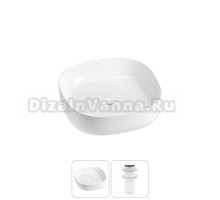 Накладная раковина для ванной комнаты Wellsee Belle Spa 3.0 20212692R в наборе 2 в 1: раковина белый глянец, донный клапан в цвете матовый белый