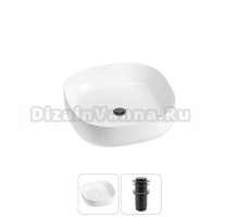 Накладная раковина для ванной комнаты Wellsee Belle Spa 3.0 20212690R в наборе 2 в 1: раковина белый глянец, донный клапан в цвете матовый черный