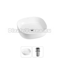 Накладная раковина для ванной комнаты Wellsee Belle Spa 3.0 20212689R в наборе 2 в 1: раковина белый глянец, донный клапан в цвете хром