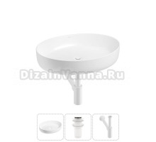 Накладная раковина для ванной комнаты Wellsee Belle Spa 3.0 20212668R в наборе 3 в 1: раковина белый глянец, донный клапан, сифон (цвет набора матовый белый)