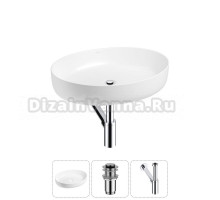 Накладная раковина для ванной комнаты Wellsee Belle Spa 3.0 20212665R в наборе 3 в 1: раковина белый глянец, донный клапан, сифон (цвет набора хром)
