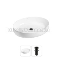 Накладная раковина для ванной комнаты Wellsee Belle Spa 3.0 20212662R в наборе 2 в 1: раковина белый глянец, донный клапан в цвете матовый черный