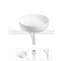 Накладная раковина для ванной комнаты Wellsee Belle Spa 3.0 20212640R в наборе 3 в 1: раковина белый глянец, донный клапан, сифон (цвет набора матовый белый)