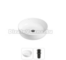 Накладная раковина для ванной комнаты Wellsee Belle Spa 3.0 20212634R в наборе 2 в 1: раковина белый глянец, донный клапан в цвете матовый черный