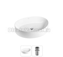 Накладная раковина для ванной комнаты Wellsee Belle Spa 2.0 20212577R в наборе 2 в 1: раковина белый глянец, донный клапан в цвете хром