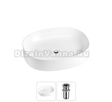 Накладная раковина для ванной комнаты Wellsee Belle Spa 2.0 20212549R в наборе 2 в 1: раковина белый глянец, донный клапан в цвете хром