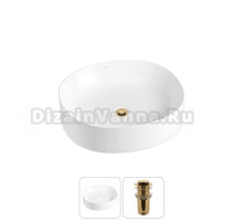 Накладная раковина для ванной комнаты Wellsee Belle Spa 2.0 20212523R в наборе 2 в 1: раковина белый глянец, донный клапан в цвете золото