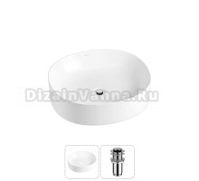 Накладная раковина для ванной комнаты Wellsee Belle Spa 2.0 20212521R в наборе 2 в 1: раковина белый глянец, донный клапан в цвете хром