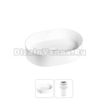 Накладная раковина для ванной комнаты Wellsee Belle Spa 20212508R в наборе 2 в 1: раковина белый глянец, донный клапан в цвете матовый белый