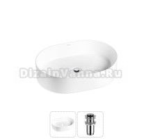 Накладная раковина для ванной комнаты Wellsee Belle Spa 20212505R в наборе 2 в 1: раковина белый глянец, донный клапан в цвете хром