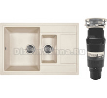 Комплект Мойка Wisent MWQ780-30 крем + Измельчитель Bone Crusher BC 910-SL-Slim Line