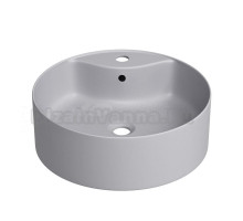 Накладная раковина для ванной комнаты Wellsee Praxis 32940800S: круглая раковина, ширина умывальника 46 см, цвет матовый серый