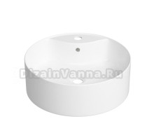 Накладная раковина для ванной комнаты Wellsee Praxis 32940200S: круглая раковина, ширина умывальника 46 см, цвет глянцевый белый