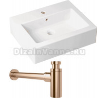 Комплект Накладная раковина Lavinia Boho Bathroom Sink 33311014 + Сифон Wellsee Drainage System 182122000 розовое золото