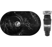 Комплект Мойка Wisent WA02-11 мрамор черно-белый + Измельчитель Bone Crusher BC 910-SL-Slim Line