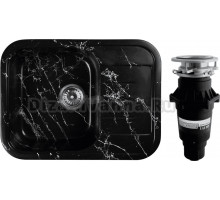 Комплект Мойка Wisent WB20-11 мрамор черно-белый + Измельчитель Bone Crusher BC 810-SL Slim Line