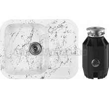 Комплект Мойка Wisent WB20-12 мрамор бело-черный + Измельчитель Bone Crusher BC 910-AS