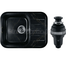 Комплект Мойка Wisent WB20-14 мрамор черно-золотой + Измельчитель Bone Crusher BC 1000-AS