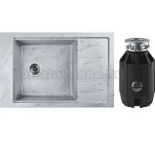 Комплект Мойка Wisent WB28-15 мрамор серо-золотой + Измельчитель Bone Crusher BC 910-AS