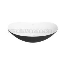 Накладная раковина для ванной комнаты Wellsee Carefree Dove 332904000: овальная раковина, ширина умывальника 44 см, цвет матовый черный / матовый белый