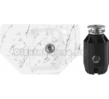 Комплект Мойка Wisent WE08-12 мрамор бело-черный + Измельчитель Bone Crusher BC 910-AS