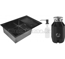 Комплект Мойка Wisent WS37850B-X с PVD покрытием, с дозатором + Измельчитель Bone Crusher BC 910-AS