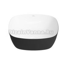 Накладная раковина для ванной комнаты Wellsee Ground Breaking 337704000: квадратная раковина, ширина умывальника 40 см, цвет матовый черный / матовый белый