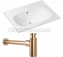 Комплект Раковина Lavinia Boho Bathroom Sink 33312010 + Сифон Wellsee Drainage System 182122000 розовое золото