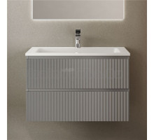 Тумба с раковиной Raval Coste 80 подвесная, 2 ящика, светло-серая