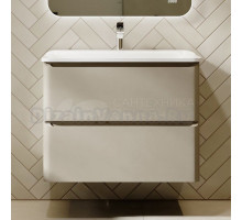 Тумба с раковиной Raval Welto 80 подвесная, 2 ящика, светло-коричневая