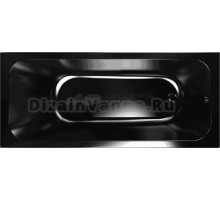 Акриловая ванна МЕТАКАМ Strict Black 160x70 см, пристенная, черная, с каркасом, с экраном