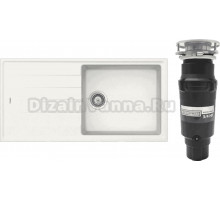 Комплект Мойка Schock Element 60D Large Cristalite альпина + Измельчитель Bone Crusher BC 910-SL-Slim Line