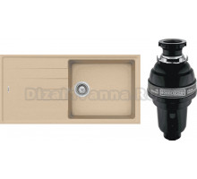 Комплект Мойка Schock Element 60D Large Cristalite лунный камень + Измельчитель Bone Crusher BC 1000-AS