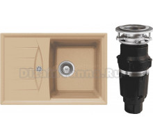 Комплект Мойка Schock Genius 45D Small (D-100S) Cristalite лунный камень + Измельчитель Bone Crusher BC 610-AS