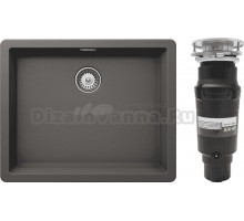 Комплект Мойка Schock Greenwich 60 Cristadur серебристый камень + Измельчитель Bone Crusher BC 910-SL-Slim Line