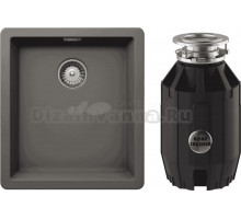 Комплект Мойка Schock Greenwich 700975U 45 Cristadur серебристый камень + Измельчитель Bone Crusher BC 910-AS