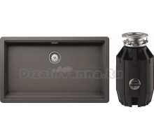 Комплект Мойка Schock Greenwich 80 Cristadur серебристый камень + Измельчитель Bone Crusher BC 910-AS