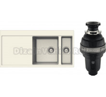 Комплект Мойка Schock Horizont 60D (D-150) Cristadur магнолия, интегрированная + Измельчитель Bone Crusher BC 1000-AS