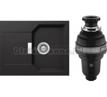 Комплект Мойка Schock Manhattan 40D Cristalite неро + Измельчитель Bone Crusher BC 1000-AS