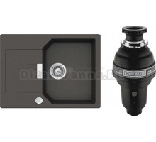 Комплект Мойка Schock Manhattan 45D Cristalite с клапаном-автоматом, баварский камень + Измельчитель Bone Crusher BC 1000-AS