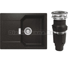 Комплект Мойка Schock Manhattan 45D Cristalite оникс + Измельчитель Bone Crusher BC 610-AS