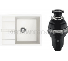 Комплект Мойка Schock Optima 50D Cristalite альпина + Измельчитель Bone Crusher BC 1000-AS