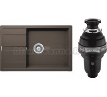 Комплект Мойка Schock Optima 60D Max Cristalite мокка + Измельчитель Bone Crusher BC 1000-AS