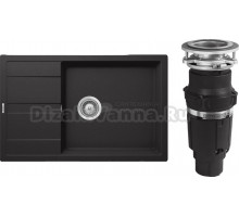 Комплект Мойка Schock Optima 60D Max Cristalite неро + Измельчитель Bone Crusher BC 610-AS