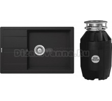 Комплект Мойка Schock Optima 60D Max Cristalite оникс + Измельчитель Bone Crusher BC 810-AS